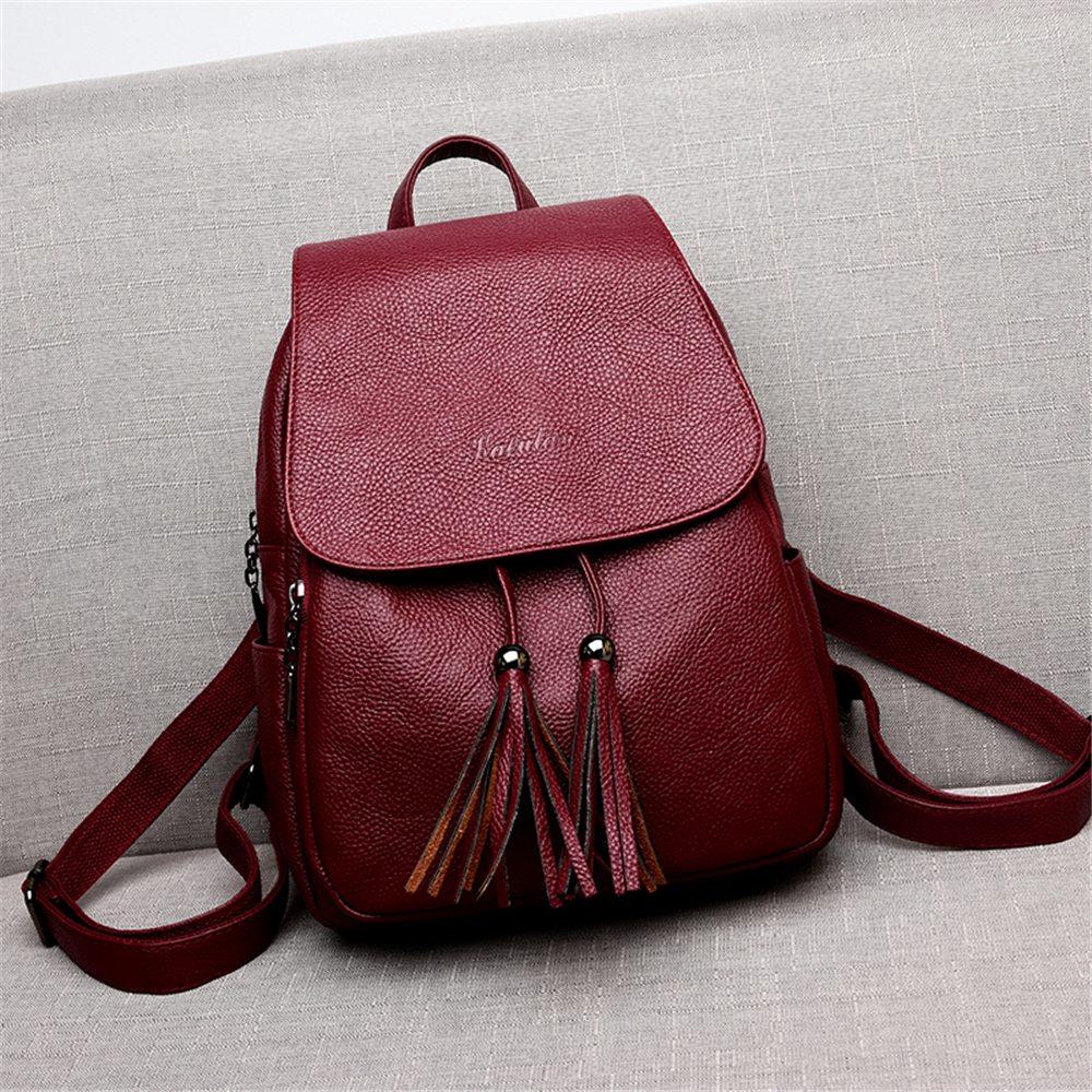 Fashion Women Backpack for Teenage Girls Female School Shoulder Bag Casual Rucksack Travel Daypack-Red