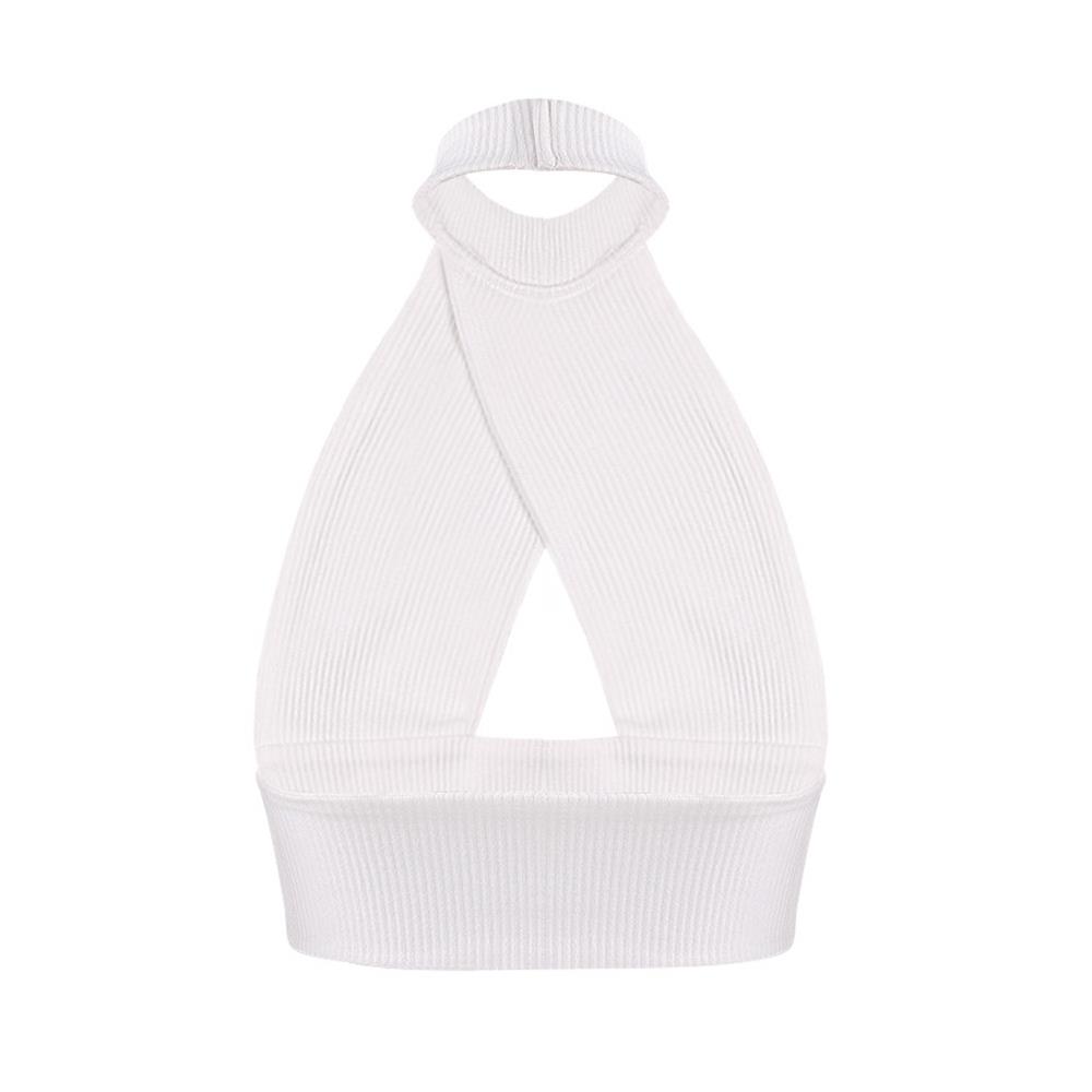 Women Sexy Cotton Fashion And Comfortable Slim Halter Neck Chest Wrap Vest Top Size L - White