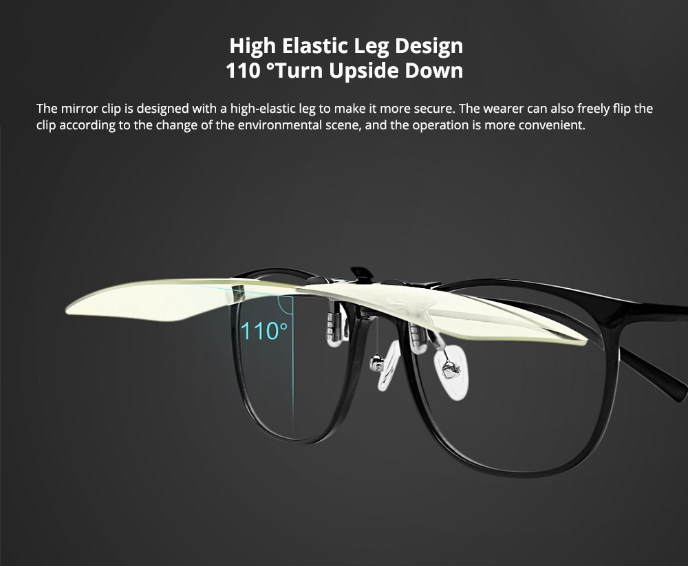 Xiaomi Mijia TS Clip Anti-blue Light Lens TAC Lenses Zinc Alloy Clips 110 Degree Turn Upside Down - Transparent