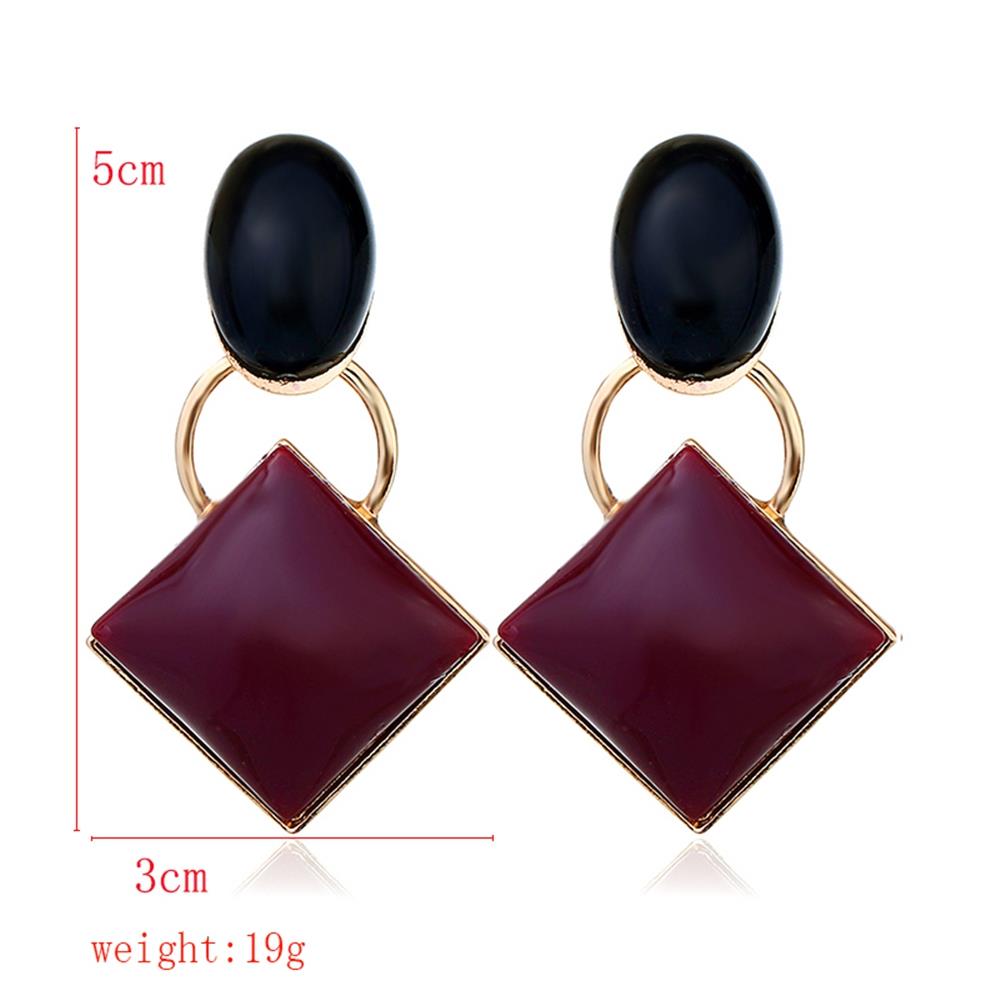 Women's Fashion Beautiful Stylish Jewelry Earrings Simple Geometric Shape Earrings Set - Red Wine