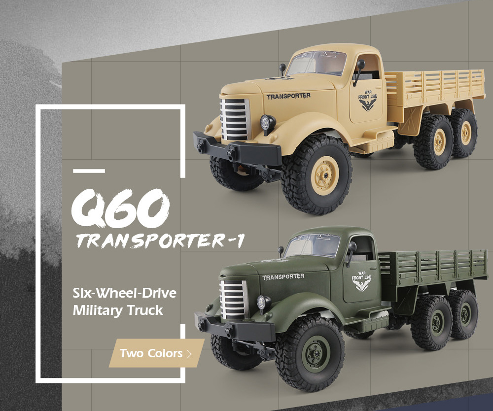 JJRC Q60 Transporter RC Car 2.4G 1:16 6WD Brushed Off-road Military Truck RTR - Army Green