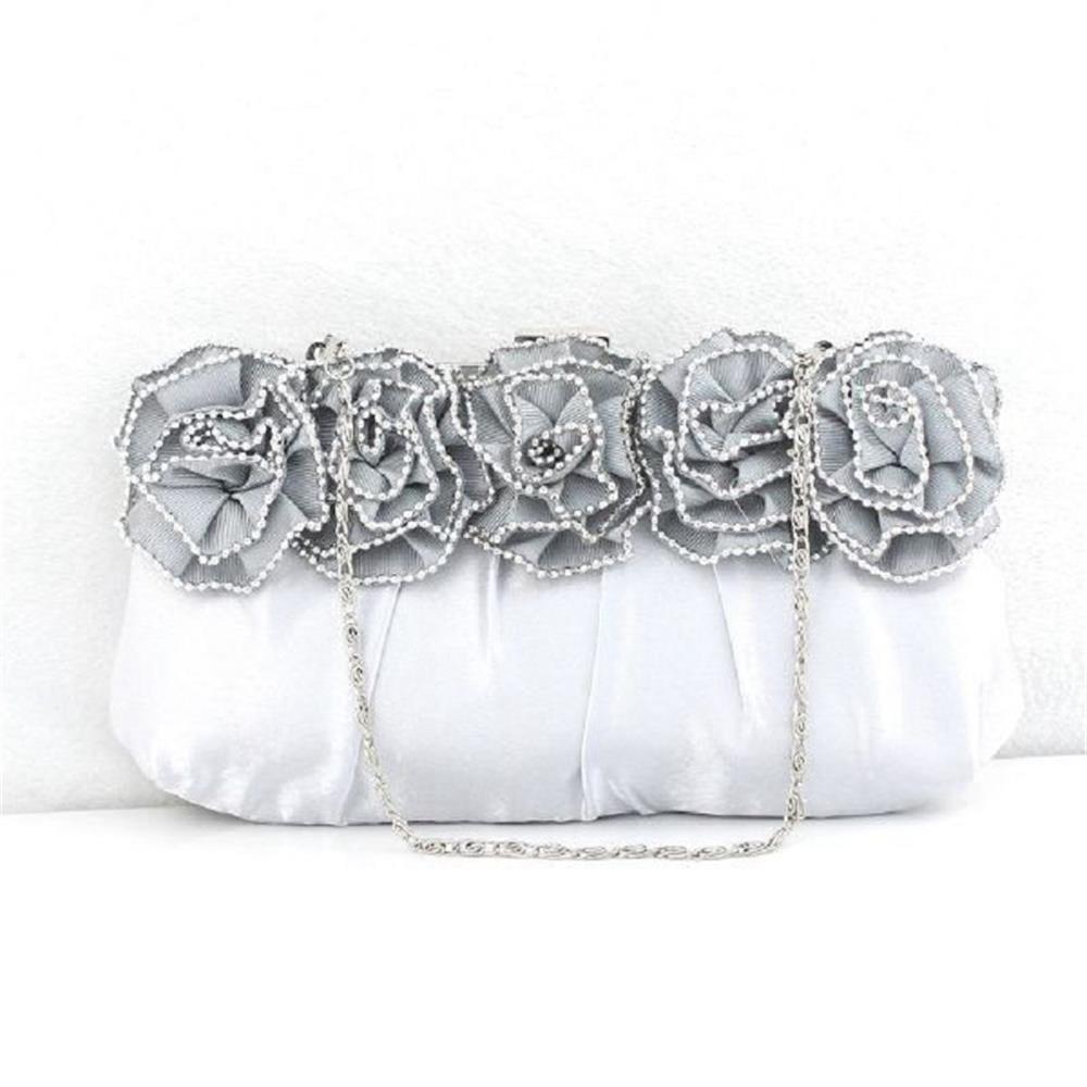 Women's Rhinestone Clutch Bag Evening Bridal Bag Wedding Fashion Prom Handbag - Silver