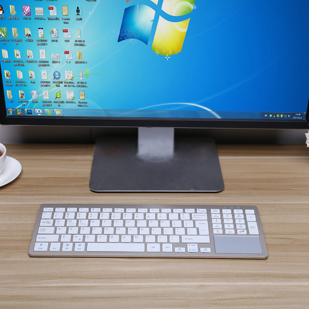 IPazzPort KP-810-55BT English Mini Wireless Bluetooth Full Keyboard for Windows/Mac /Android / iOS-Gold