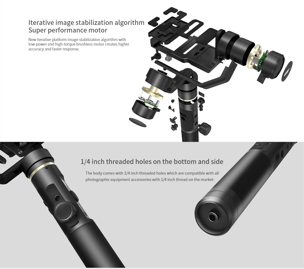 Feiyu Tech G6 Plus WiFi Bluetooth Dual Module 3-Axis Brushless Handheld Gimbal Stabilizer for Action Camera Smartphone