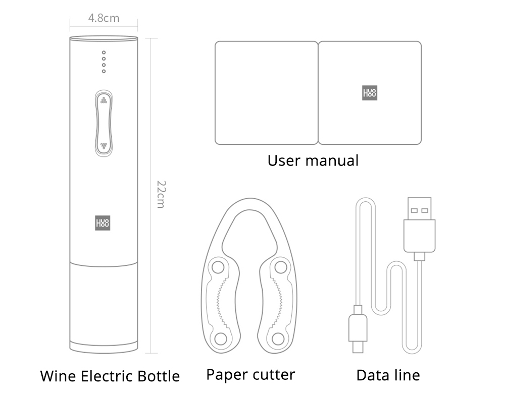 Xiaomi HuoHou Wine Electric Bottle Opener Six Seconds Open Bottle - Black
