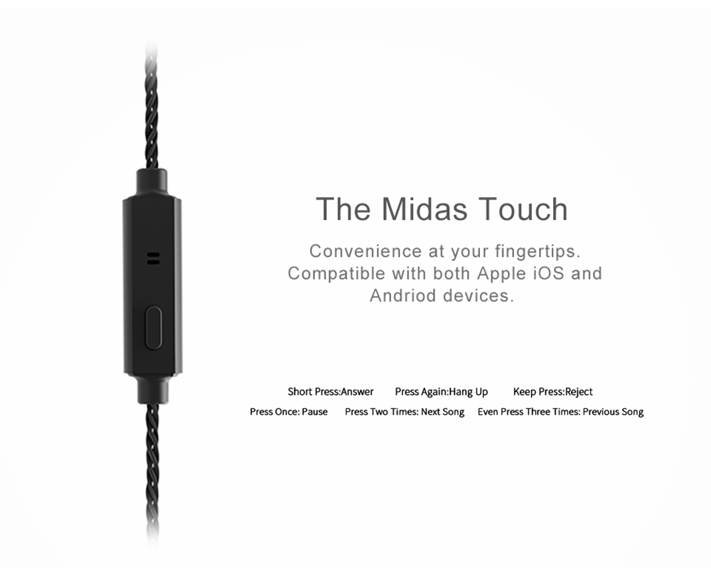 TRN V20 In-ear DD+BA Hybrid HIFI 2Pin Earphone with Microphone Line Control - Red