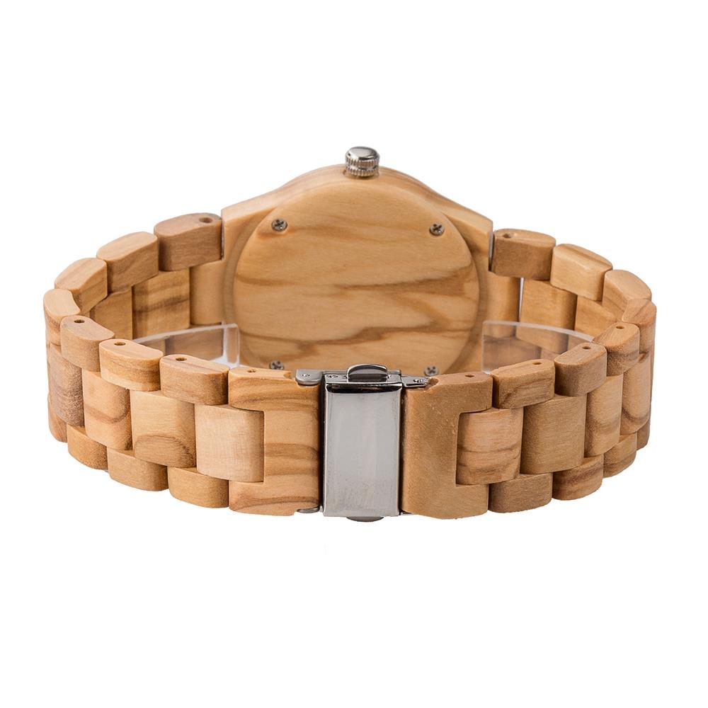 BEWELL Olive Wood Vintage Quartz Watch Leather Band Dial Plate Wristwatch Women - Yellow