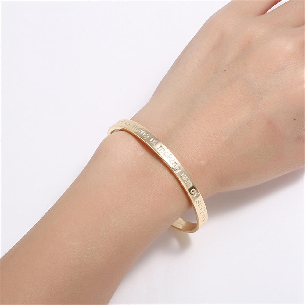 Women's Fashion Beautiful Stylish Simple Style Retro Open Hand Jewelry Bracelet - Gold