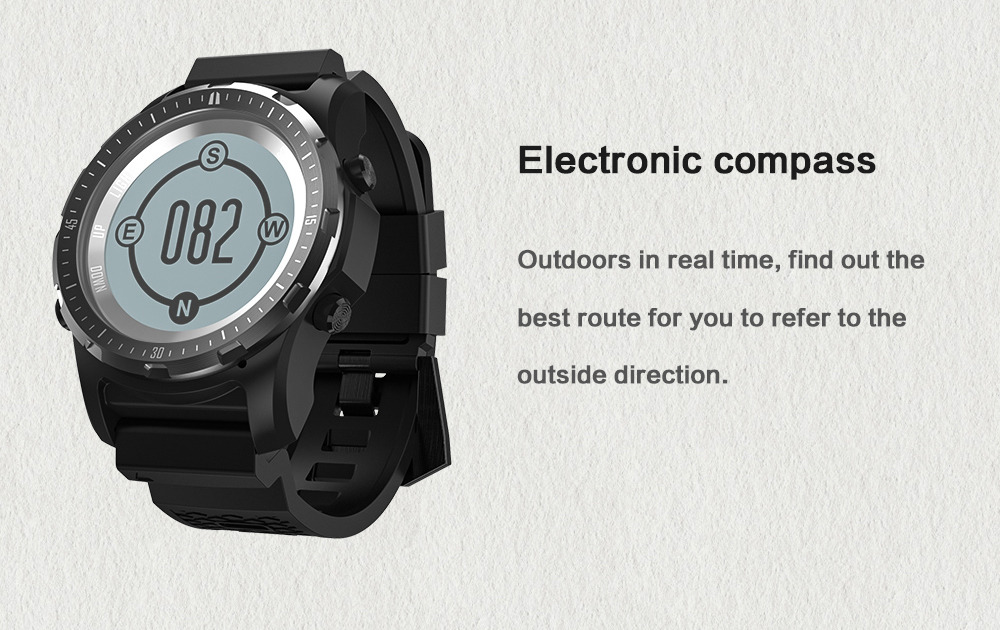 Makibes BR2 Smartwatch 1.32" Outdoor Screen Built-in GPS GLONASS Beidou Hiking Heart Rate Monitor Multi-sport fitness Tracker - Black