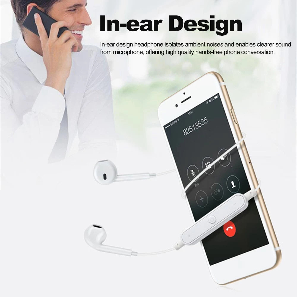 S6 BT 4.1 Stereo Headphone Built-in Microphone Volume Control - Black