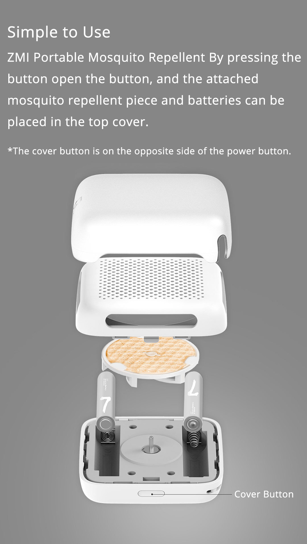 Xiaomi ZMI Portable Mosquito Repellent Centrifugal Evaporation Long-lasting Mosquito Repellent with Silicon Rope - White