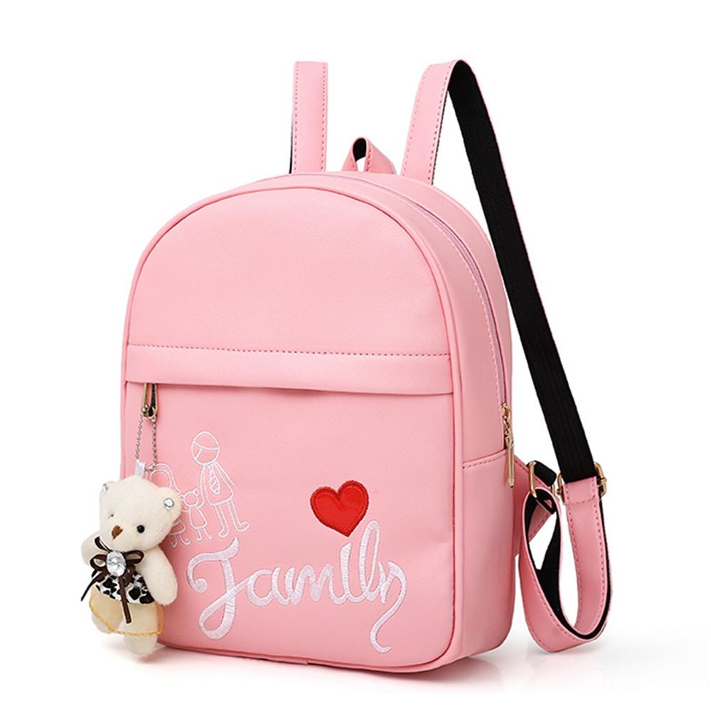 Women's Fashion Lovely Cute Family Backpack Tote Purse Satchel Bag PU Leather Handbags - Black
