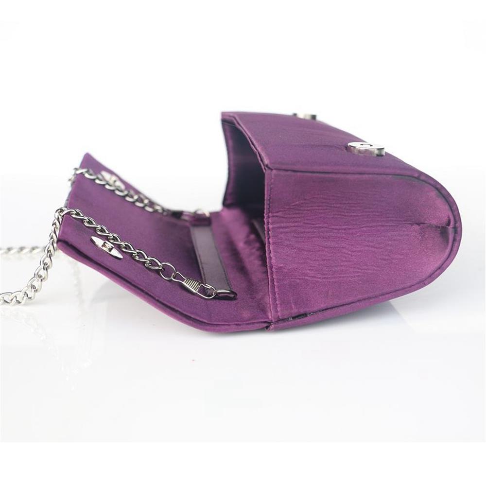 Women Satin Clutch Bag Evening Bridal Bag Wedding Fashion Prom Handbag - Purple