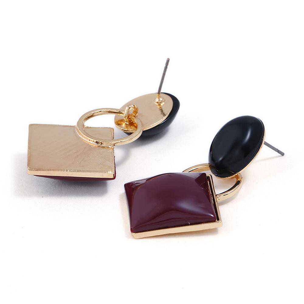 Women's Fashion Beautiful Stylish Jewelry Earrings Simple Geometric Shape Earrings Set - Red Wine