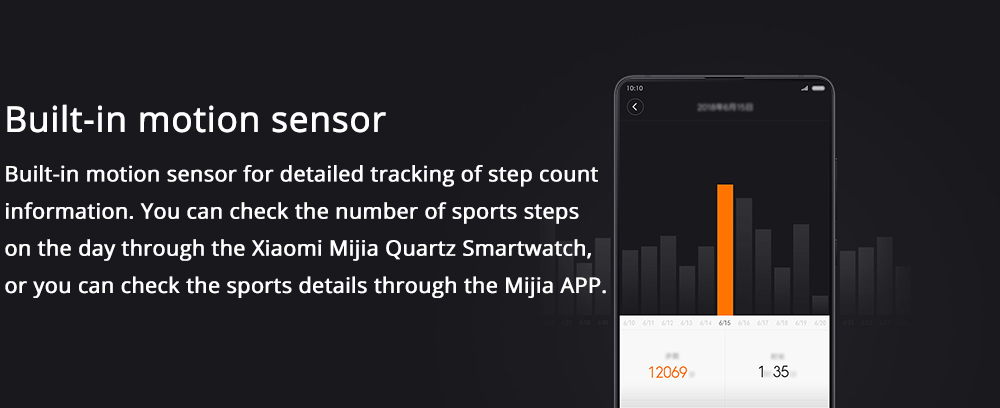 Xiaomi Mijia Quartz Smartwatch 3ATM Water Resistant Pedometer Stainless Steel Case Intelligent Vibration - White