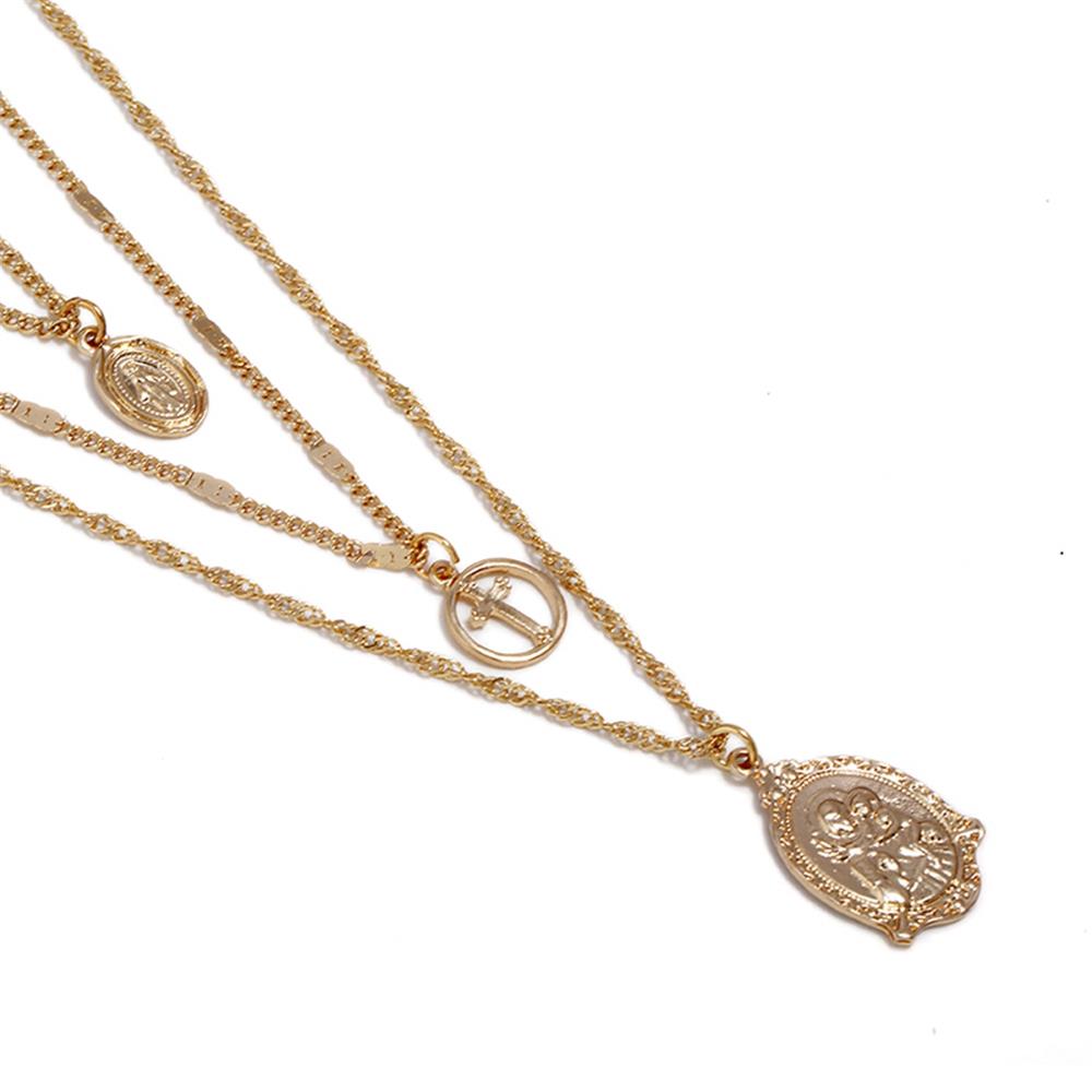Female Stylish jewelry Multi-layer Shape Necklace for Women Pendant - Gold