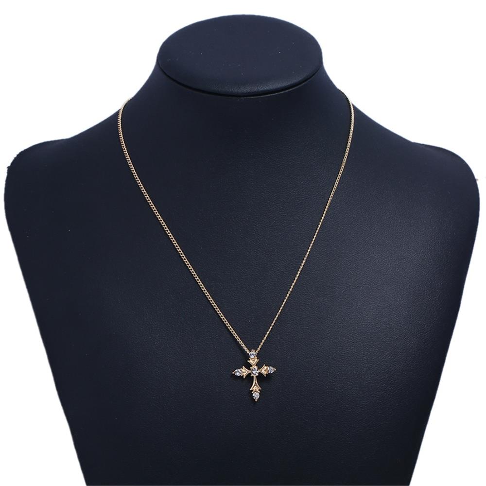 Female Stylish jewelry Cross Shape Necklace for Women Pendant - Gold