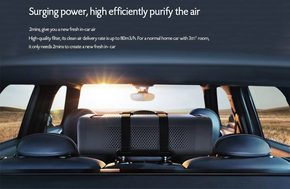 Xiaomi ROIDMI Car Air Purifier CADR Filter Silent Mode Bluetooth V4.1 OLED Display APP Intelligent Control - Black