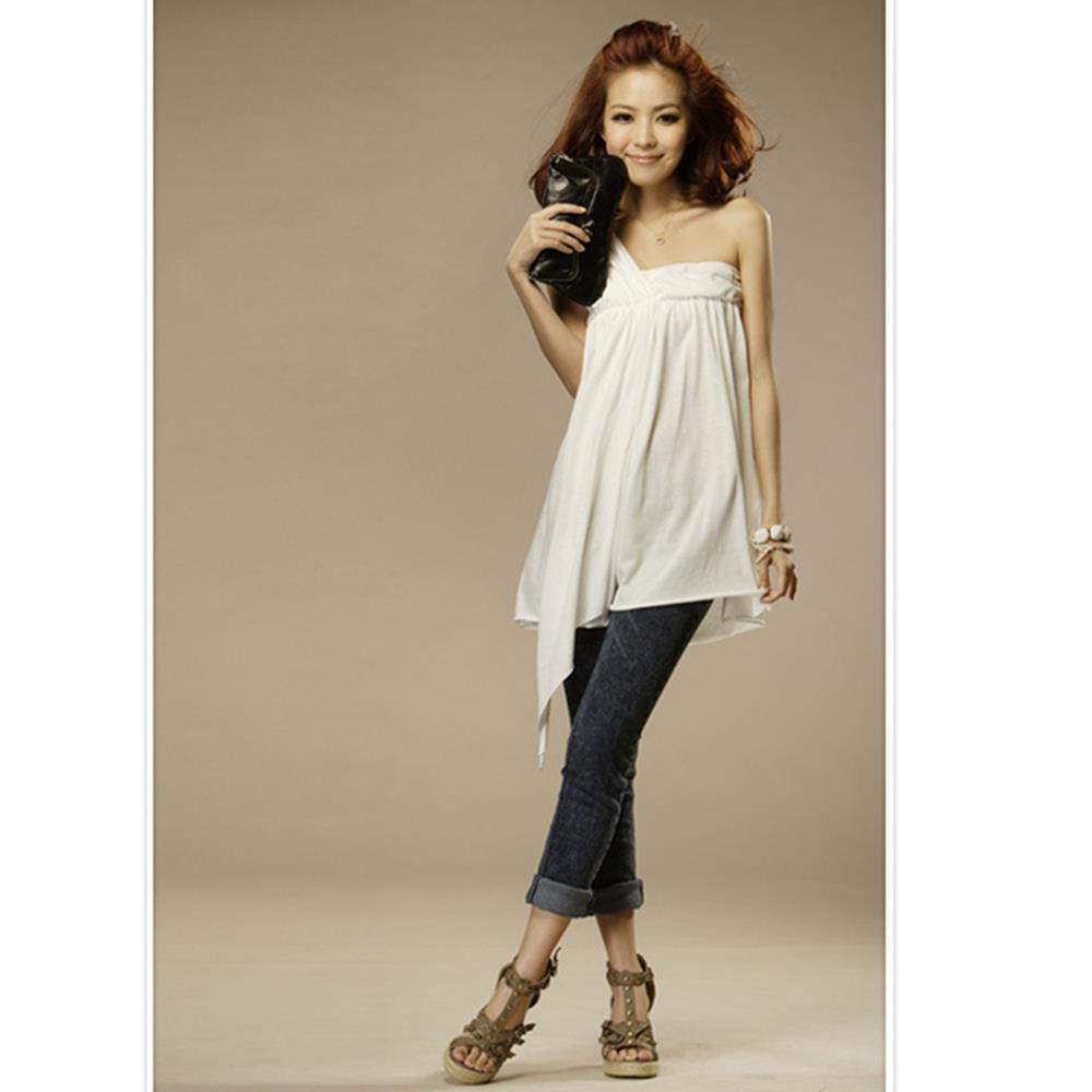 Women's Sexy Fashion Comfortable Formal Prom One Shoulder Chiffon Short Dress Nightclub Size M - White