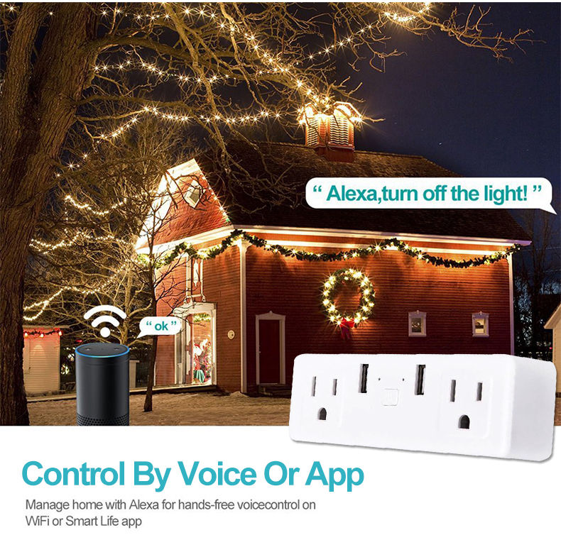 Geekbes Smart WiFi Socket Remote Control and Time Setting & Compatible with Amazon Alexa & Google Assiistant - White/US Plug