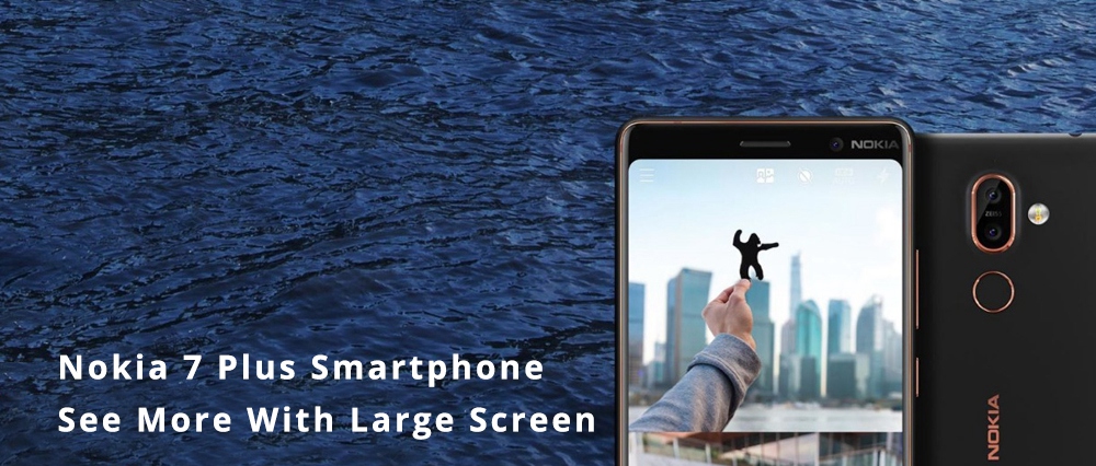 Nokia 7 Plus 6.0 Inch 4G LTE Smartphone Snapdragon 660 Octa Core 6GB 64GB 12MP+13MP Dual Rear Cameras Android Oreo Touch ID - Black
