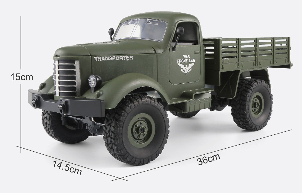 JJRC Q61 Transporter RC Car 2.4G 1:16 4WD Brushed Off-road Military Truck RTR - Army Green