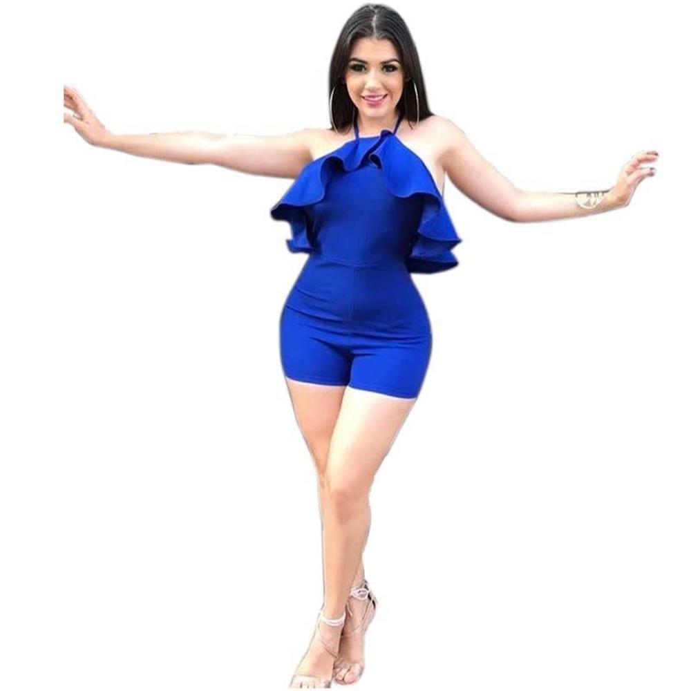 Women Tight Suspenders Strapless Dress Bodysuit for Evening Party Night Club Size XL-Blue