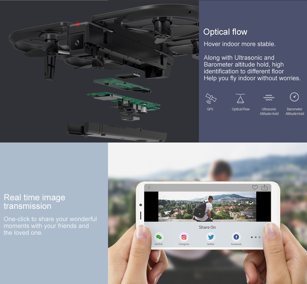 FUNSNAP iDol FHD 1080P Camera WiFi FPV Foldable RC Quadcopter with AI Gesture Recognition Follow Me Mode - BNF