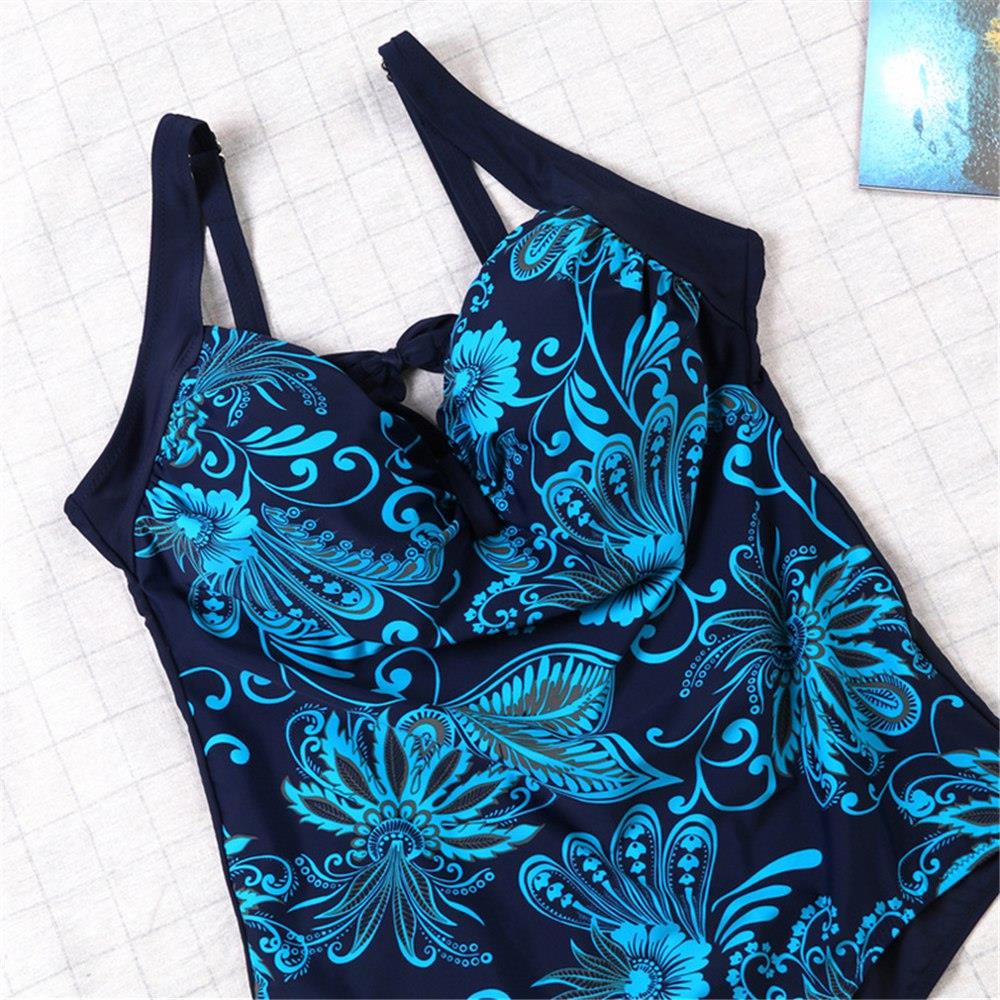 Women Sexy Fashion Comfortable Swimwear Big Size Swimsuit Plus Size 5XL - Blue