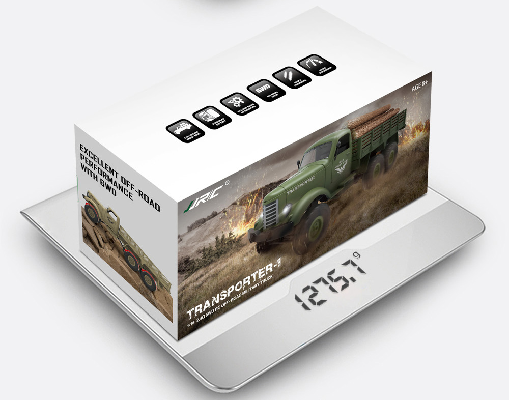 JJRC Q61 Transporter RC Car 2.4G 1:16 4WD Brushed Off-road Military Truck RTR - Army Green