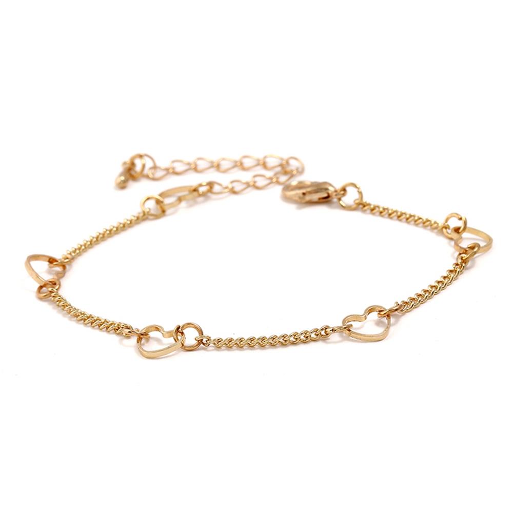 Women's Fashion Beautiful Stylish Simple Style Heart-shaped Circle Hand Jewelry Bracelet - Gold
