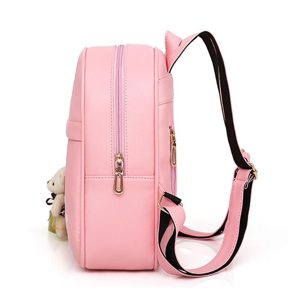Women's Fashion Lovely Cute Family Backpack Tote Purse Satchel Bag PU Leather Handbags - Black