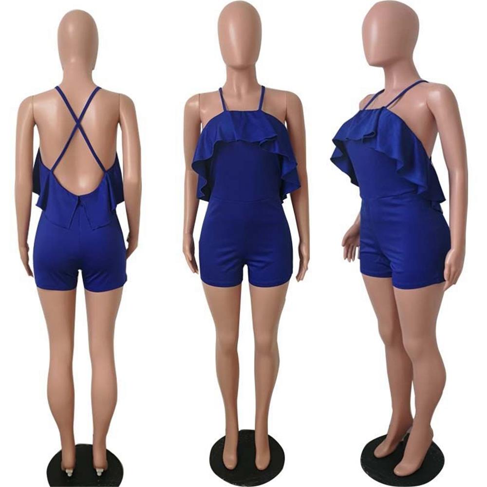 Women Tight Suspenders Strapless Dress Bodysuit for Evening Party Night Club Size XL-Blue