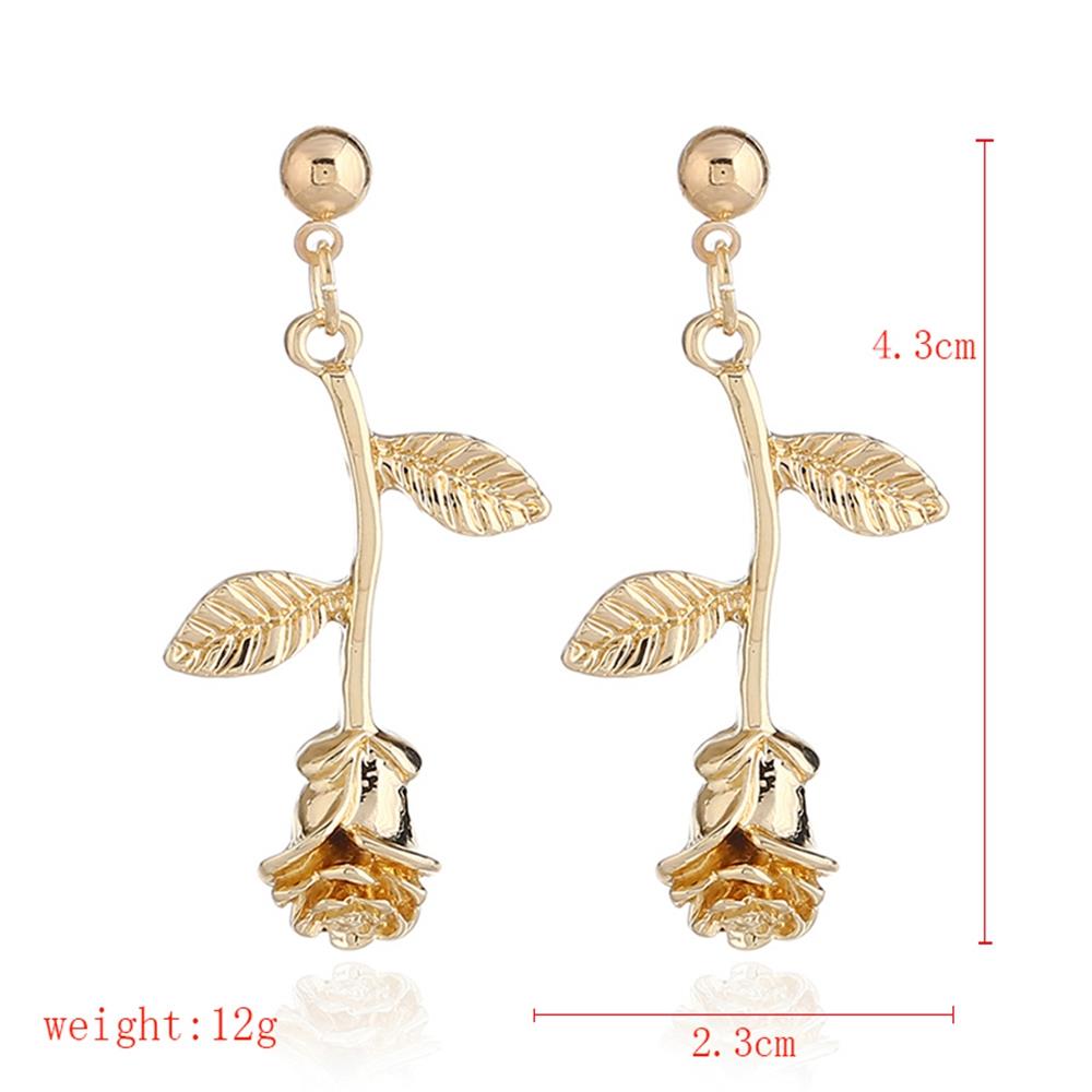 Women's Fashion Beautiful Stylish Jewelry Earrings Simple Metal Fresh Rose Shape Earrings Set - Gold