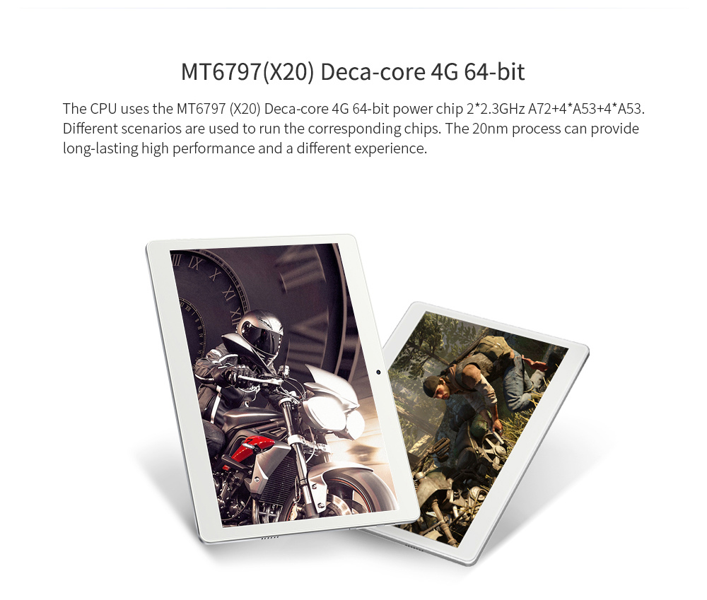 ALLDOCUBE Cube M5 4G Phablet MTK6797 Deca Core 10.1" IPS 2.5K Retina Screen 2560*1600 Android 8.0 4GB DDR3 64GB eMMC Built-in GPS AGPS GLONASS Dual SIM Dual Standby - White