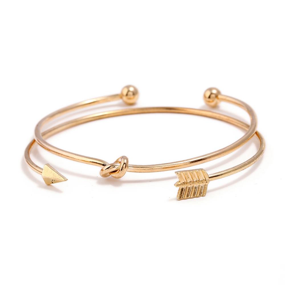Women's Fashion Beautiful Stylish Simple Style Open Arrow Shape Hand Jewelry Bracelet Three-piece Suit - Gold