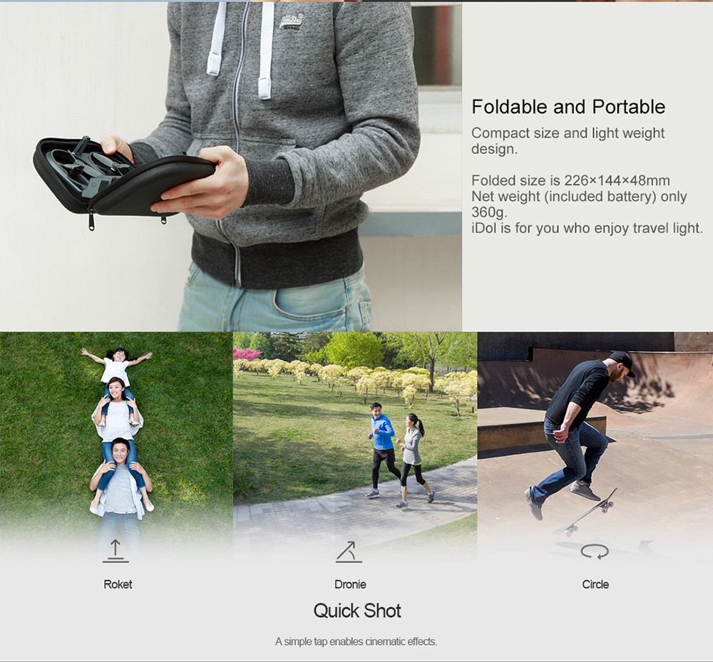 FUNSNAP iDol FHD 1080P Camera WiFi FPV Foldable RC Quadcopter with AI Gesture Recognition Follow Me Mode - BNF