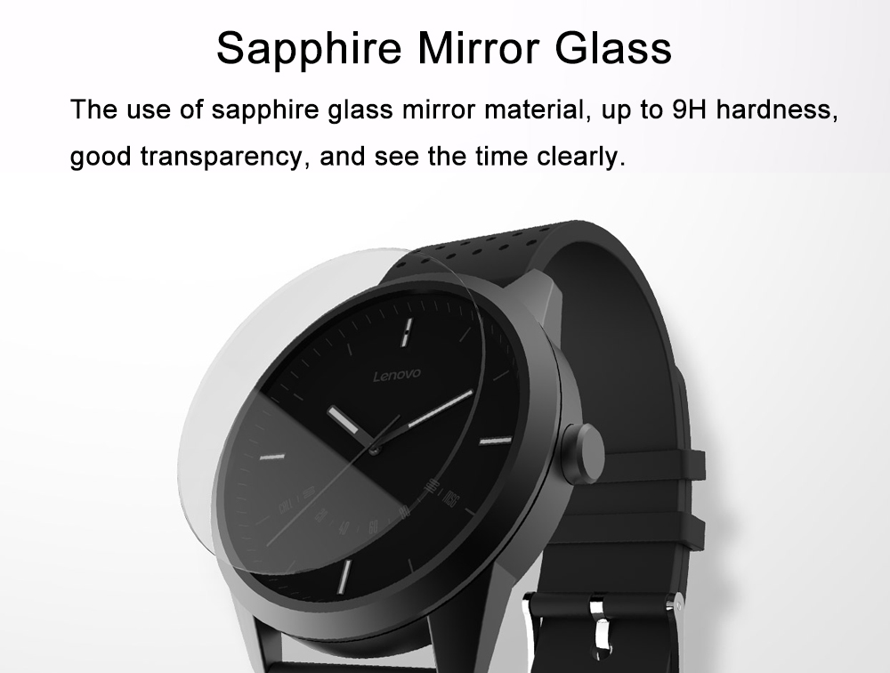 Lenovo Watch 9 Quartz Smartwatch 5ATM Water Resistant Bluetooth 5.0 Heart Rate Monitor Message Reminder - White