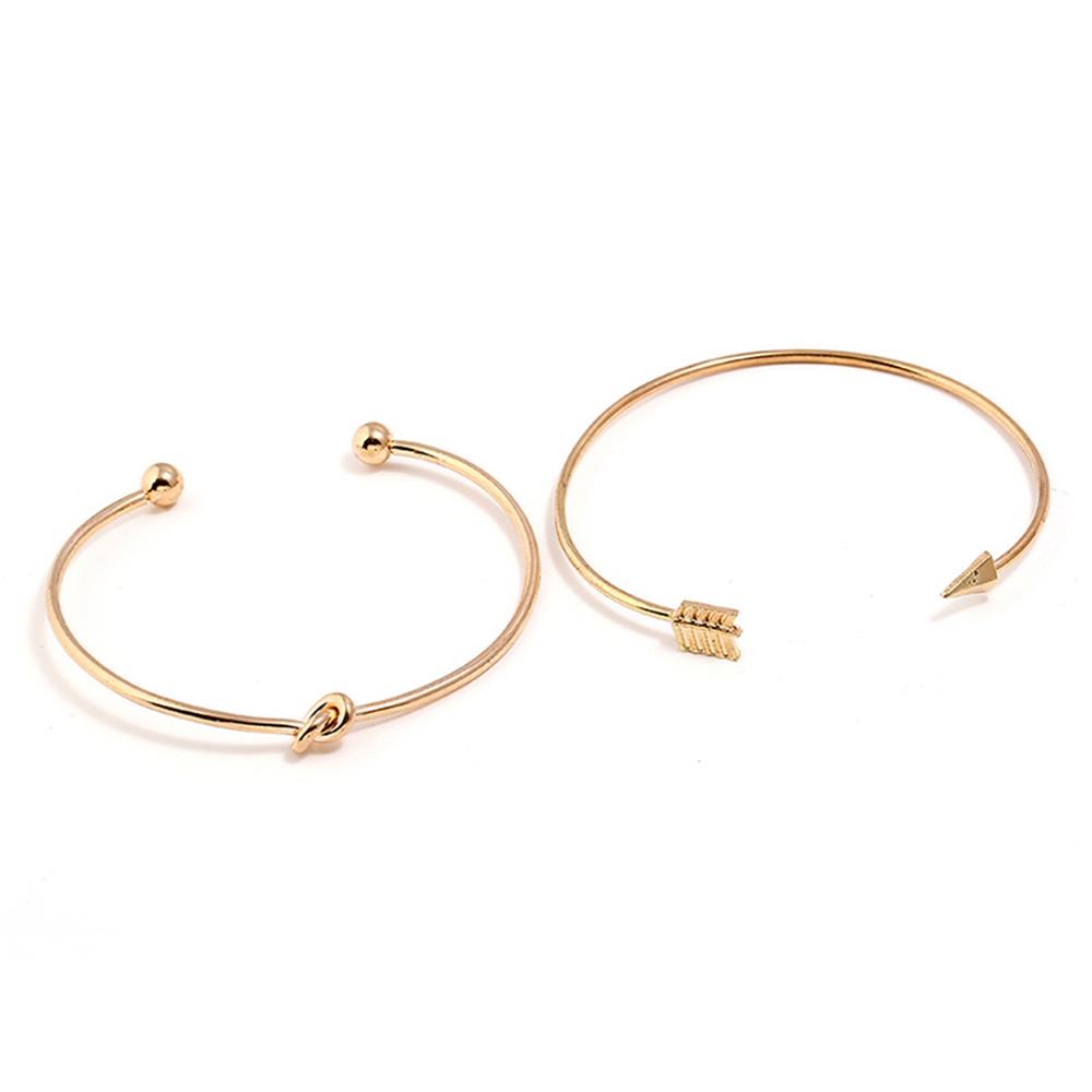 Women's Fashion Beautiful Stylish Simple Style Open Arrow Shape Hand Jewelry Bracelet Three-piece Suit - Gold
