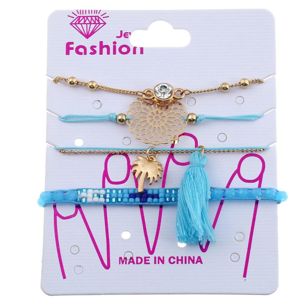 Women's Fashion Beautiful Stylish Jewelry Candy Alloy Leaves Fringed With Diamonds Bracelets - Sky Blue