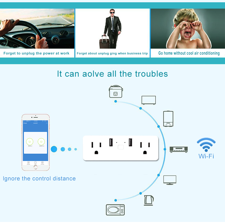 Geekbes Smart WiFi Socket Remote Control and Time Setting & Compatible with Amazon Alexa & Google Assiistant - White/US Plug
