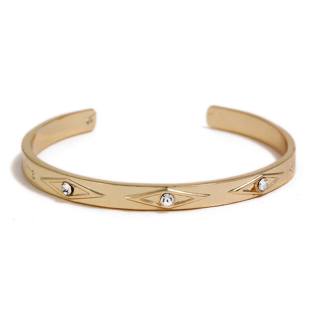 Women's Fashion Beautiful Stylish Simple Style Diamond Encrusted Open Hand Jewelry Bracelet - Gold