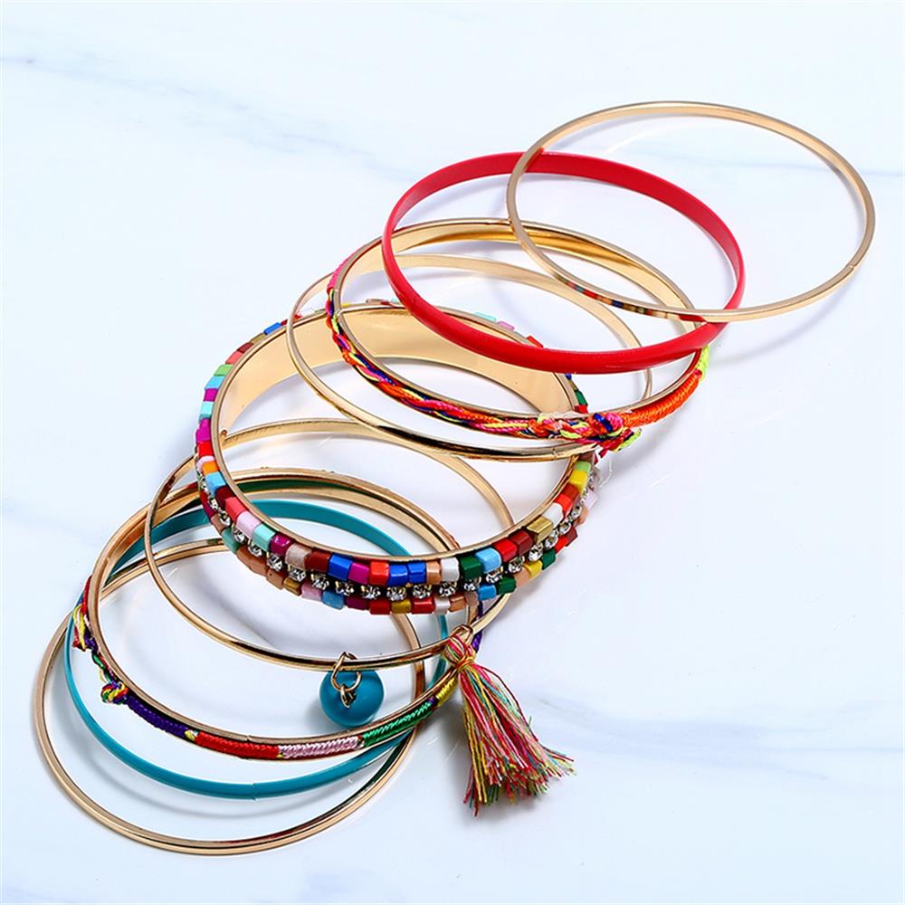 Women's Fashion Beautiful Stylish Jewelry Metal Acrylic-studded Tassel Bracelets - Multied Colour