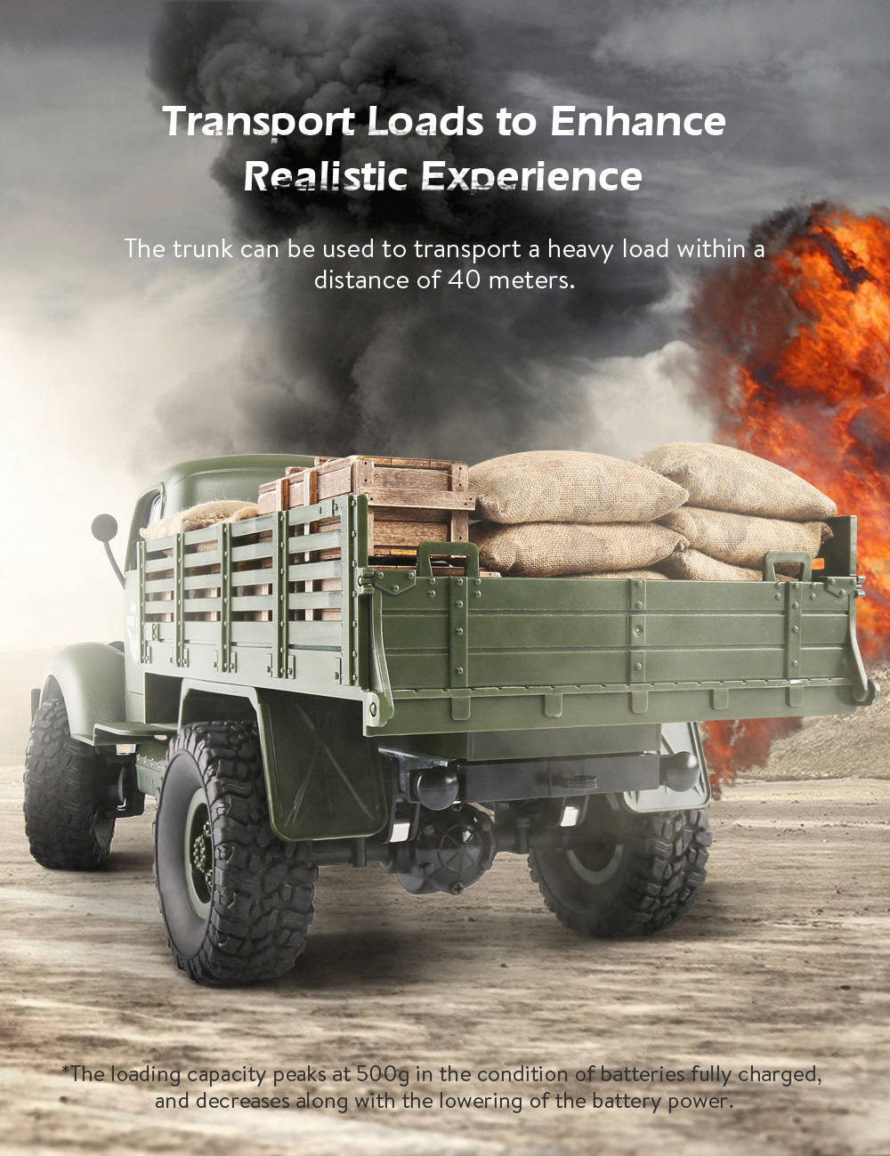 JJRC Q60 Transporter RC Car 2.4G 1:16 6WD Brushed Off-road Military Truck RTR - Army Green