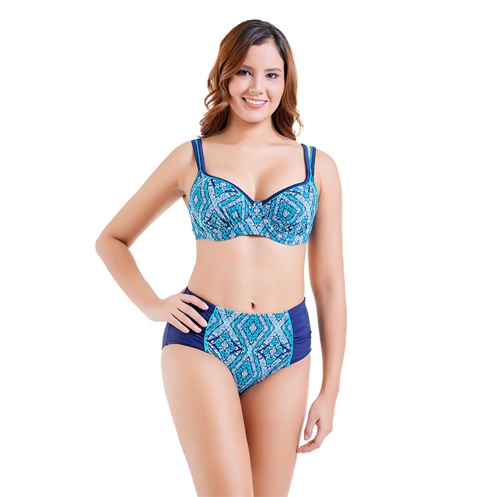 Women's Sexy Fashion Comfortable Swimwear Big Size Swimsuit High Waist Bikini Plus Size XXXXL - Lake Green