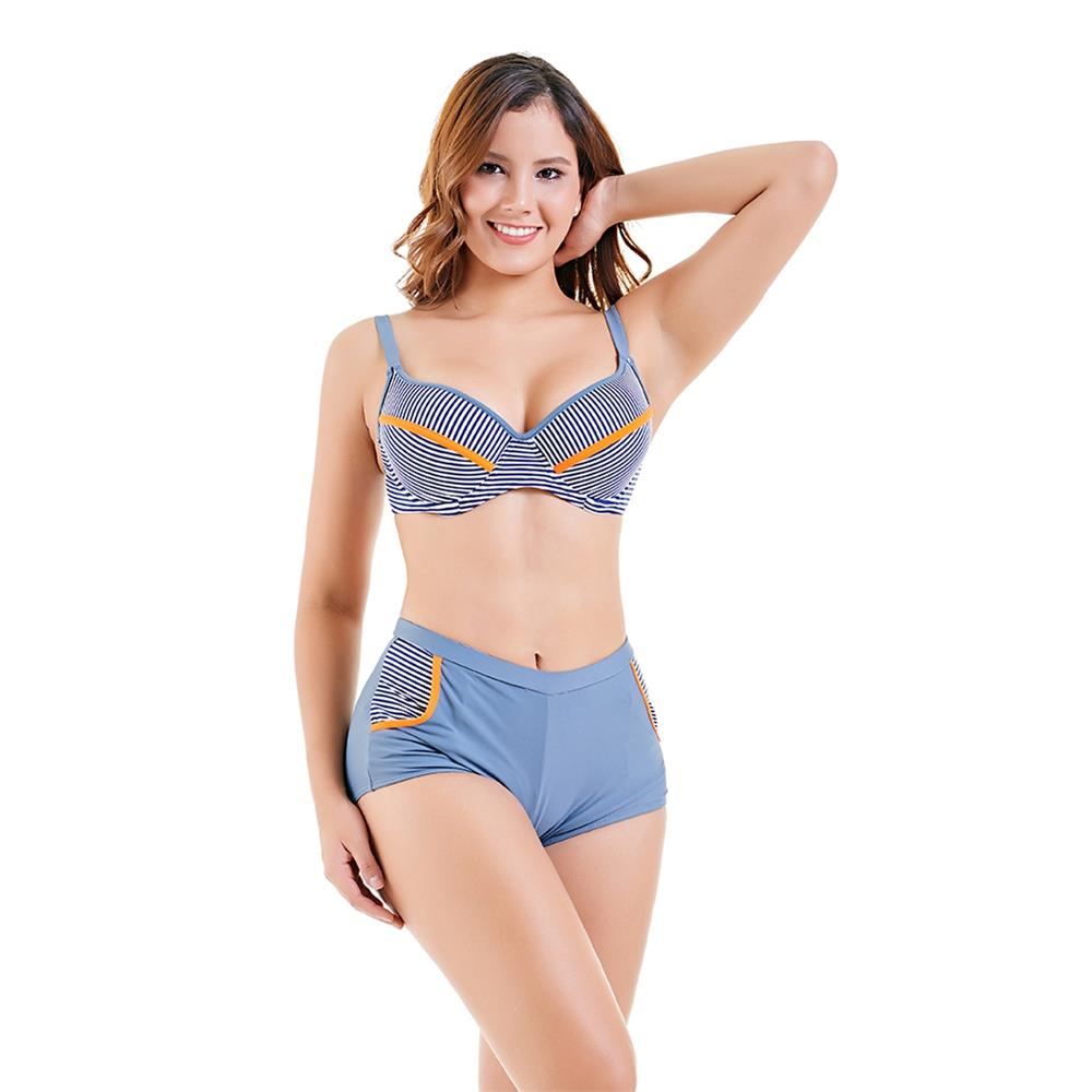 Women Sexy Fashion Comfortable Swimwear Big Size Swimsuit Plus Size 3XL - Grey