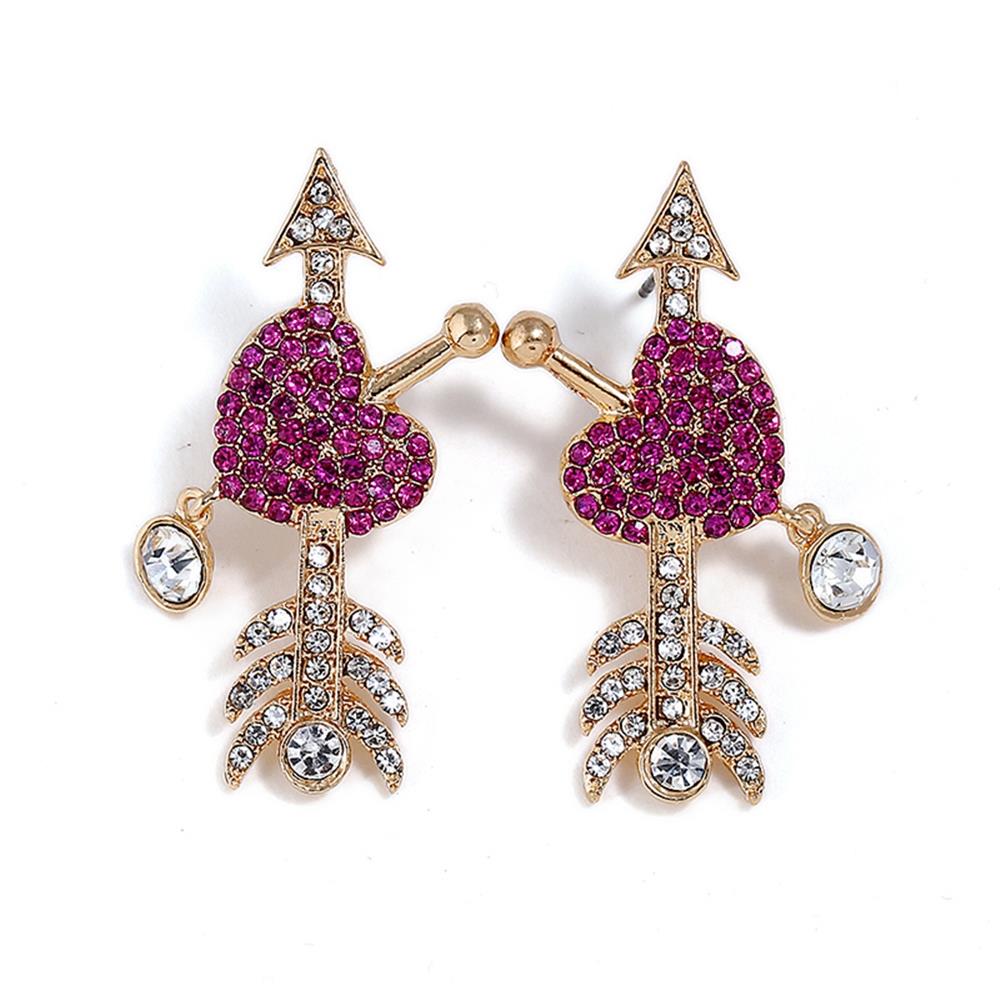 Women's Fashion Beautiful Stylish Jewelry Earrings Simple Exaggerated Heart Shaped Diamond Arrow Earrings Set - Gold