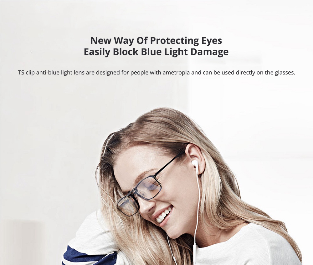 Xiaomi Mijia TS Clip Anti-blue Light Lens TAC Lenses Zinc Alloy Clips 110 Degree Turn Upside Down - Transparent