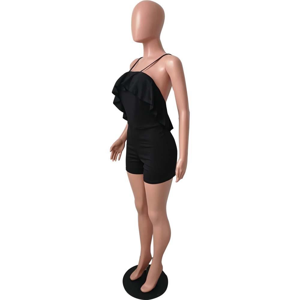 Women Tight Suspenders Strapless Dress Bodysuit for Evening Party Night Club Size L-Black