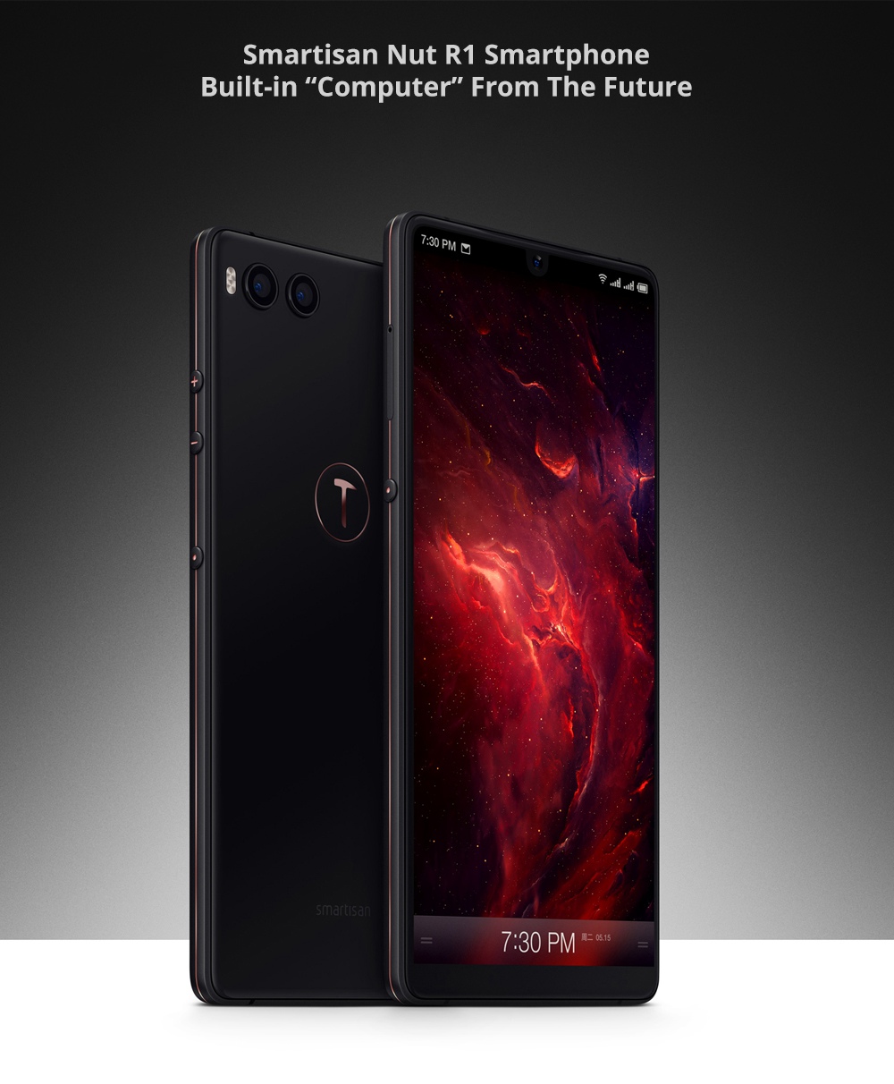 Smartisan Nut R1 6.17 Inch FHD Screen 4G Smartphone Snapdragon 845 8GB 128GB 12.0MP+20.0MP Dual Rear Cameras Smartisan OS Face ID OTG Wireless Charging - Black
